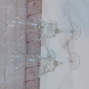 Princess House  Crystal Glass Floral Etched Wine‎ Glasses [ 4 ]  8T x 9 Round